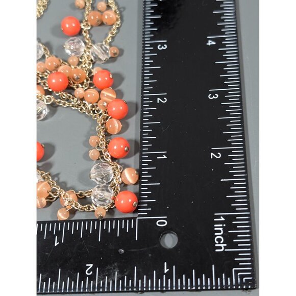 Banana Republic Orange Charm Bead Multi Chain Necklace Boho Coastal Chic 30" - Picture 9 of 9